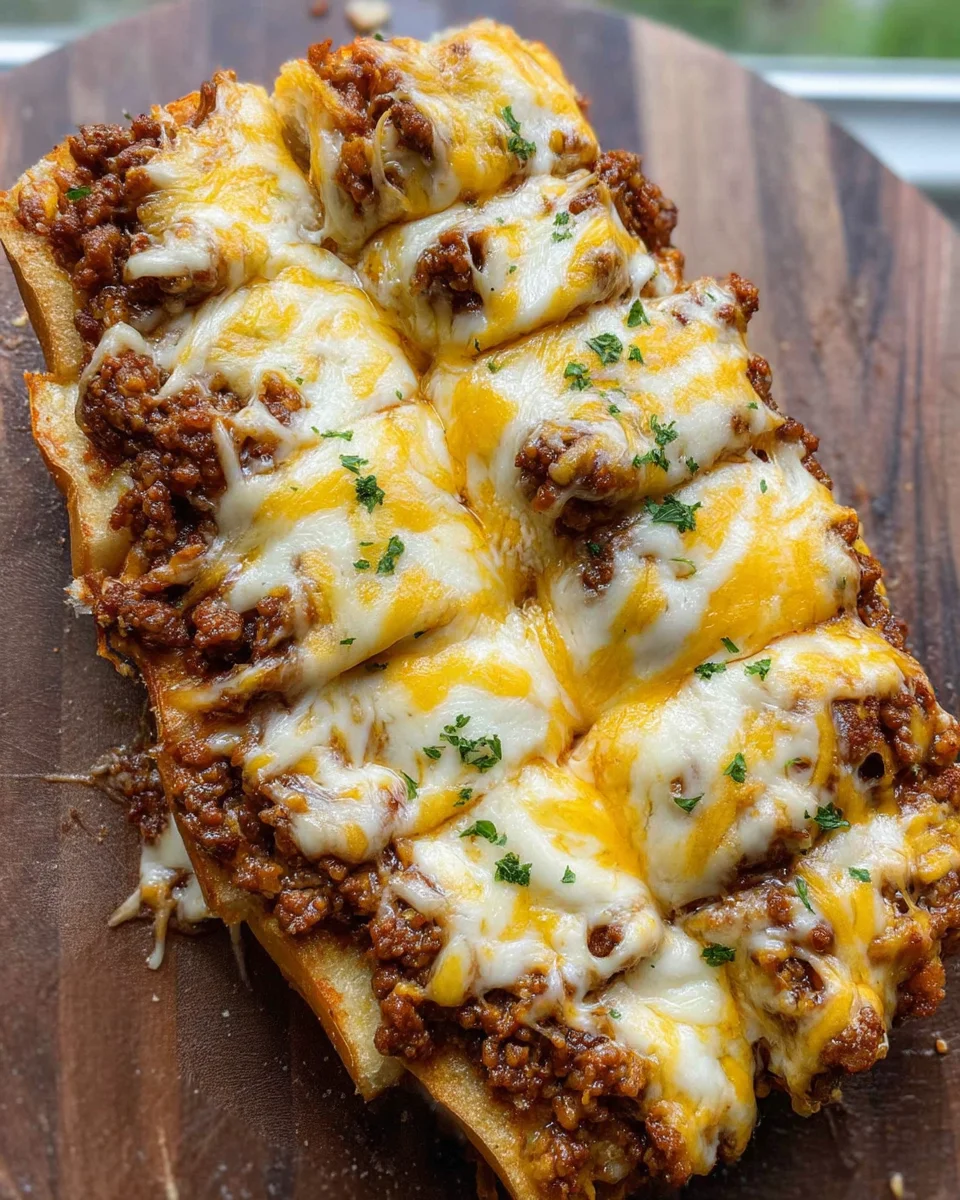 Cheesy Sloppy Joe Garlic Bread
