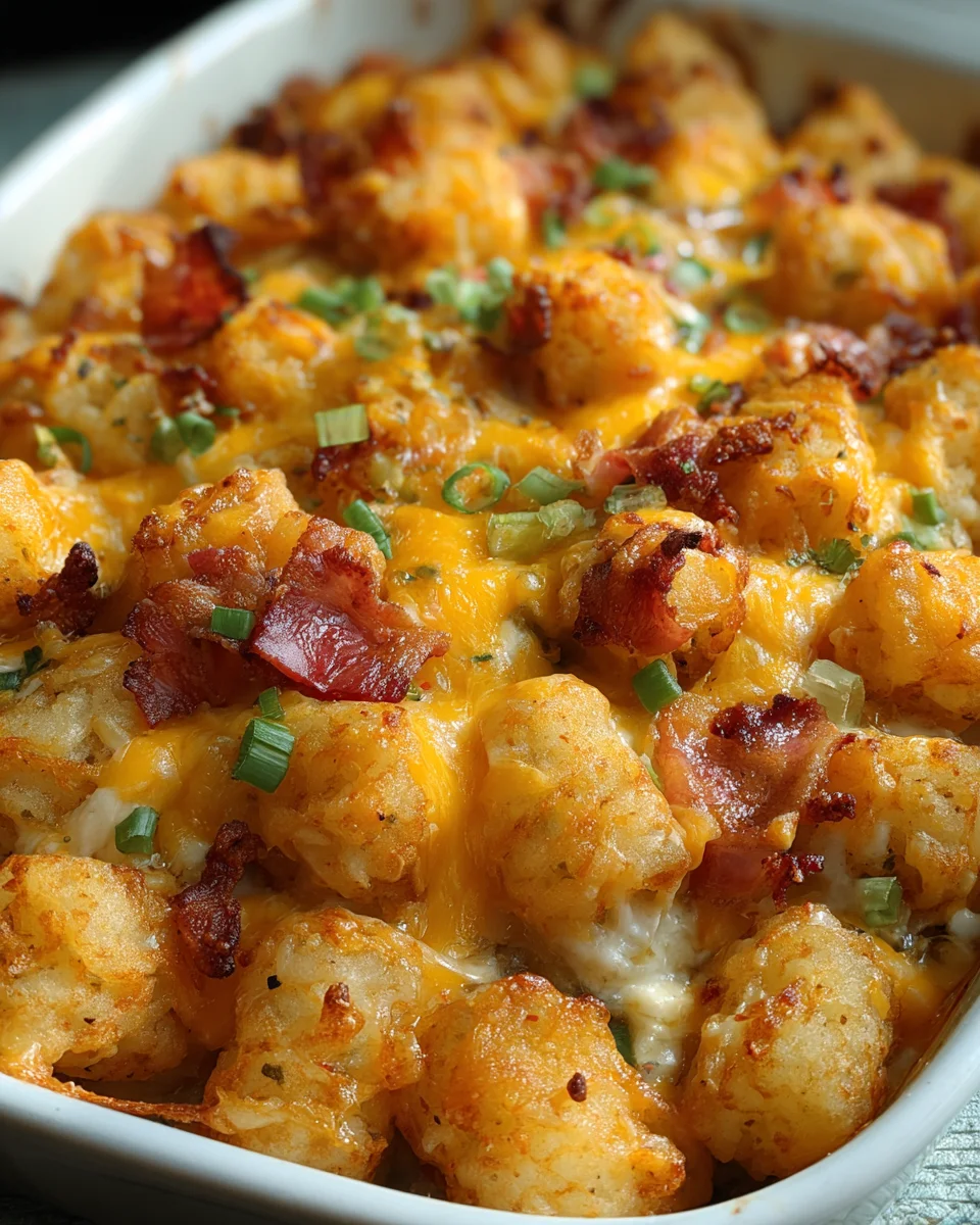 Easy Chicken Bacon Ranch Tater Tot Casserole