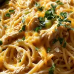 Slow Cooker Amish Cheesy Chicken Spaghetti