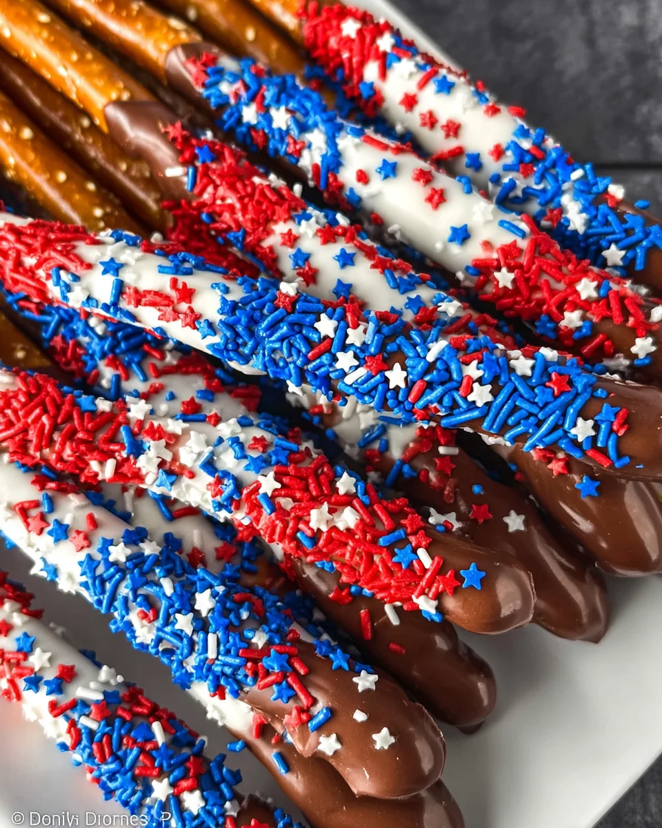 4th of July Chocolate Covered Pretzel Rods 13 4th