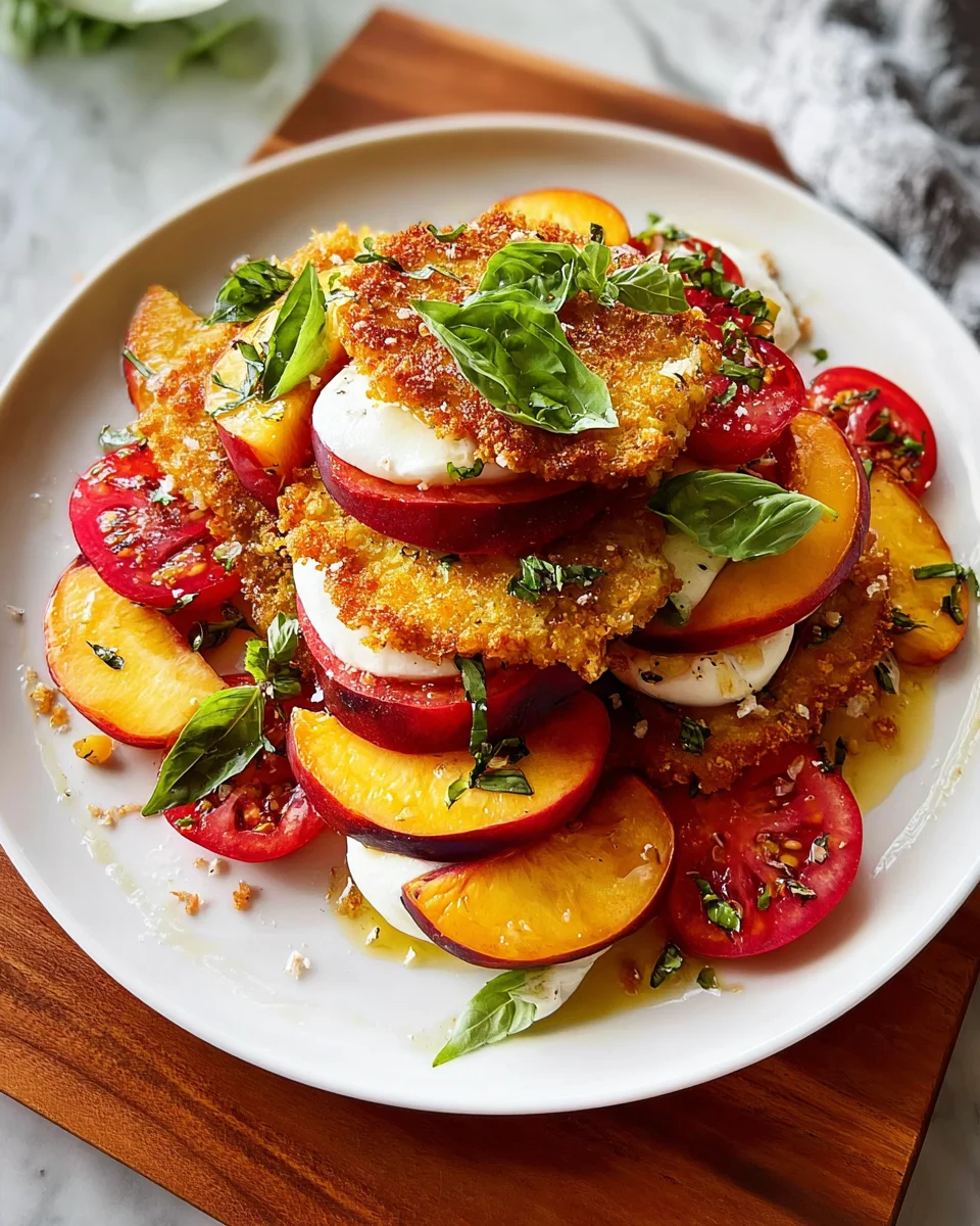 Corn Fritter Caprese with Peaches and Tomatoes 27 Corn