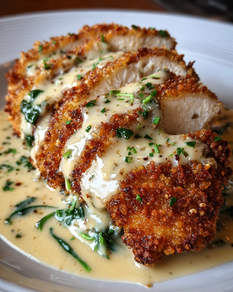 Crispy Parmesan Chicken with a Rich Garlic Sauce