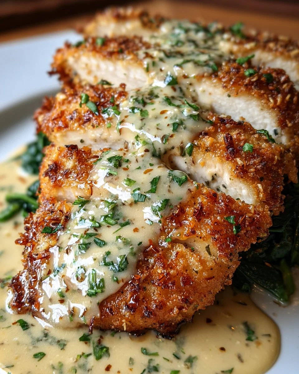 Crispy Parmesan Chicken with a Rich Garlic Sauce 18 Crispy