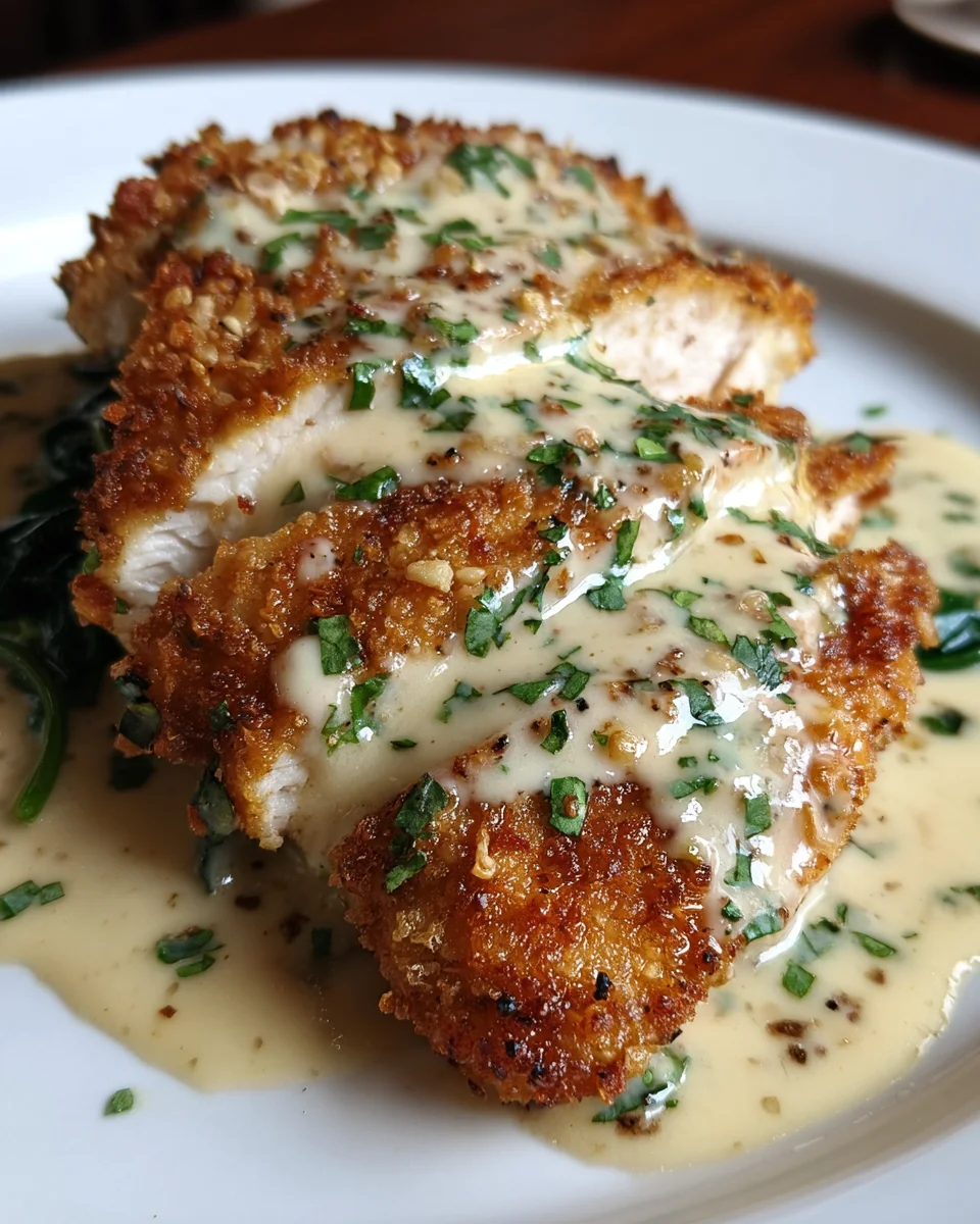 Crispy Parmesan Chicken with a Rich Garlic Sauce 19 Crispy