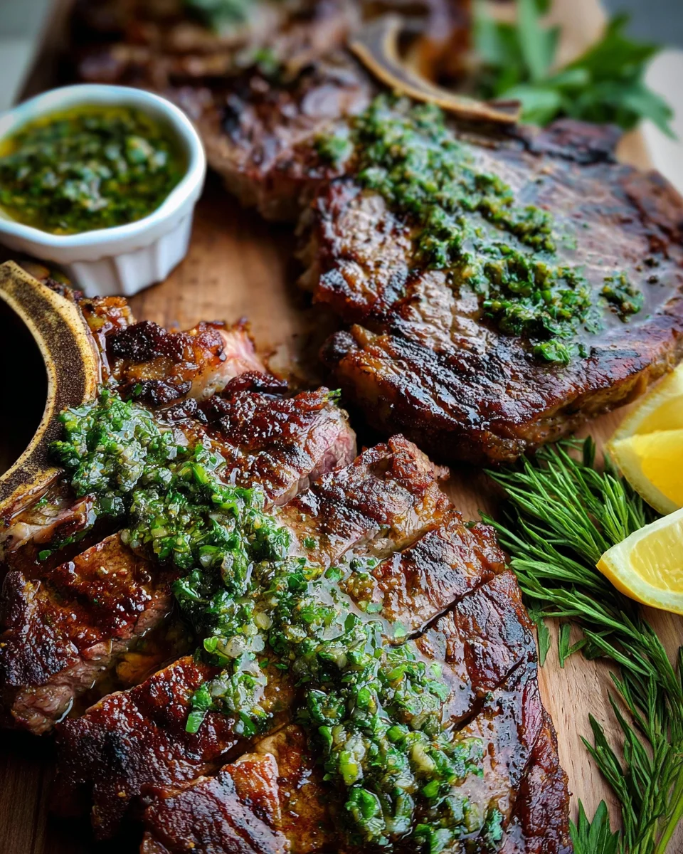Grilled Flank Steak with Lemon-Herb Sauce