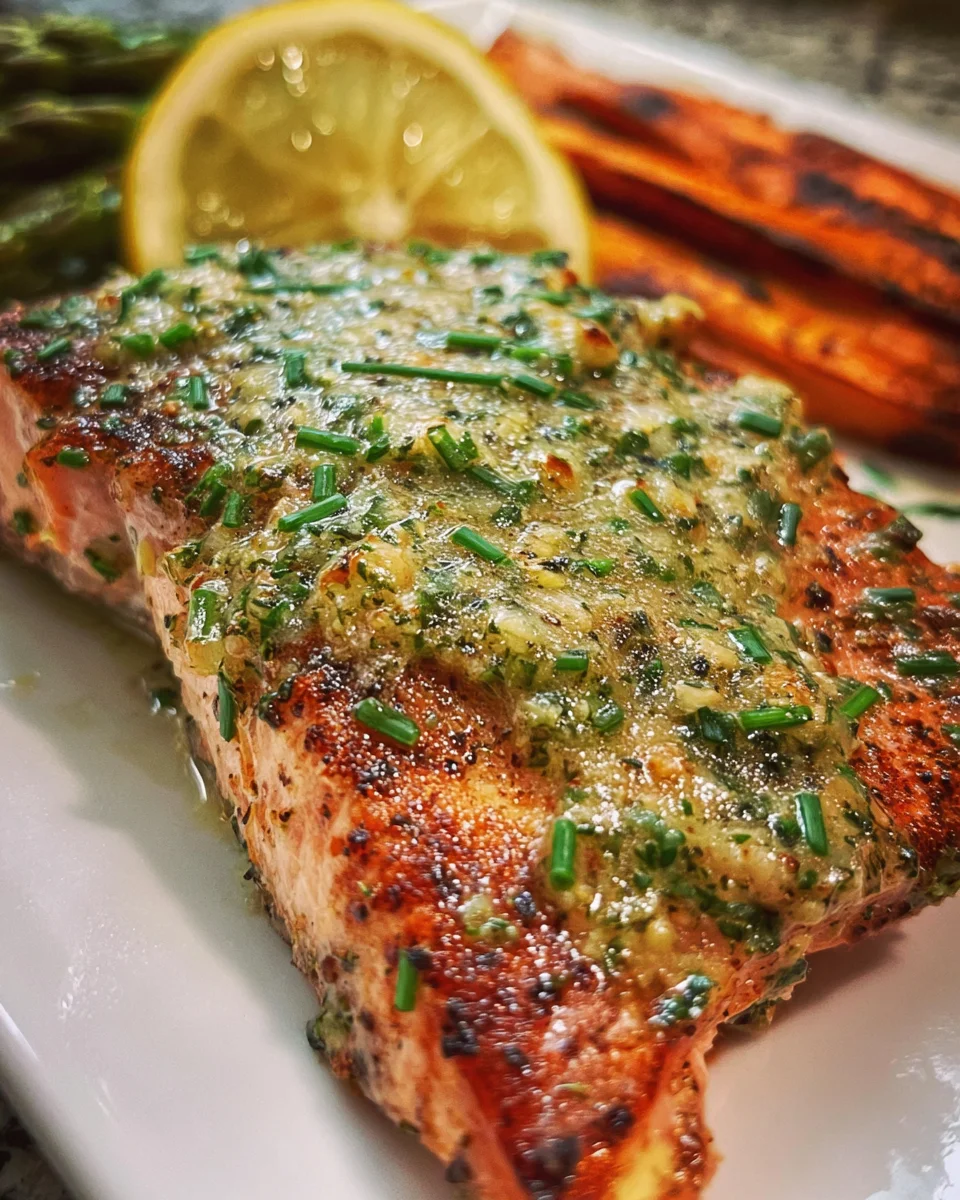 Grilled Salmon with Mustard-Herb Butter