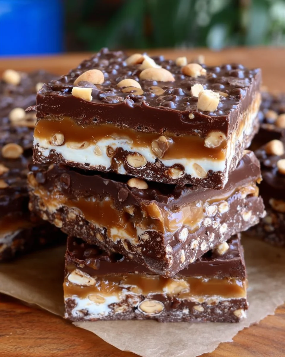 No Bake Crispy Snickers Bars 27 No