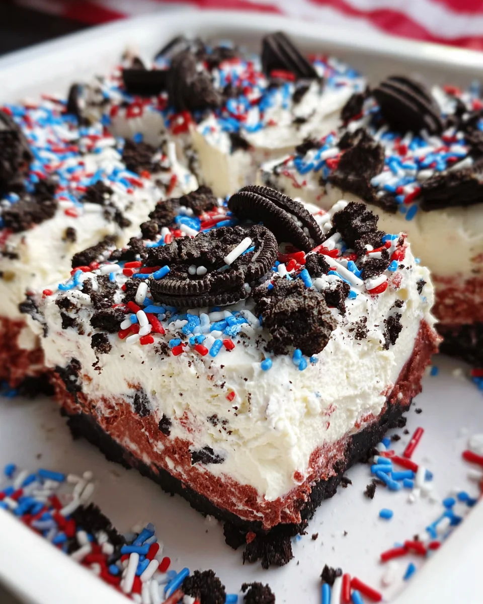 No Bake Fireworks Oreo Cheesecake bars 17 No