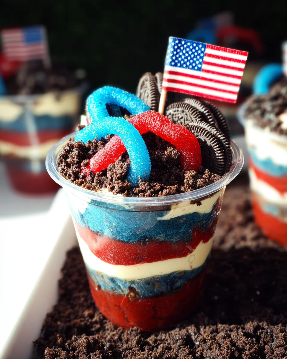 Red, White and Blue Dirt Cups 14 Red,