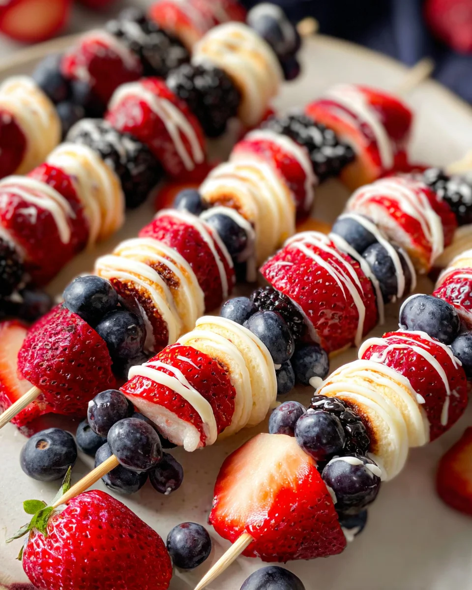 Red, White and Blue Fruit Kabobs
