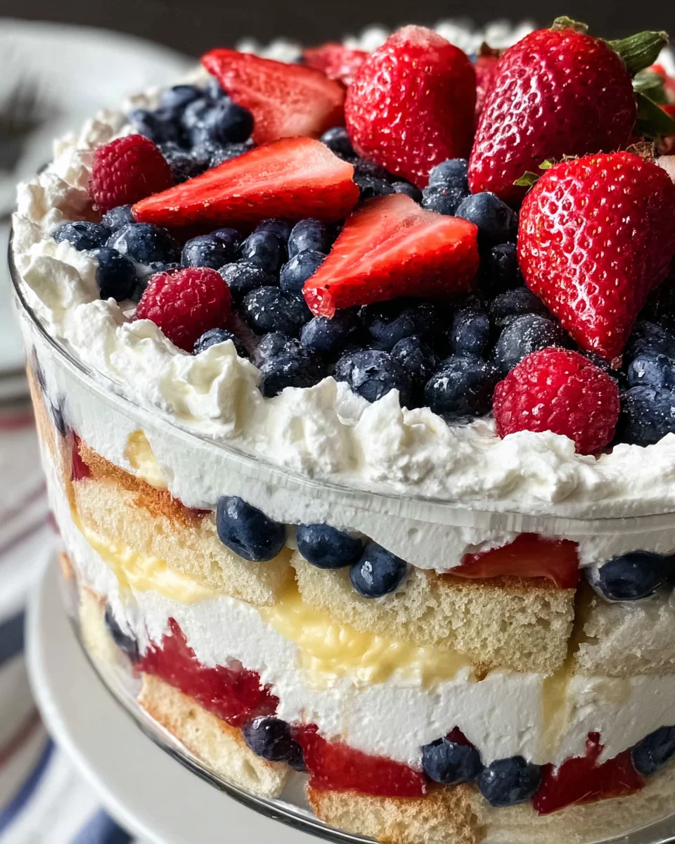 Red, White and Blue Strawberry Shortcake Trifle