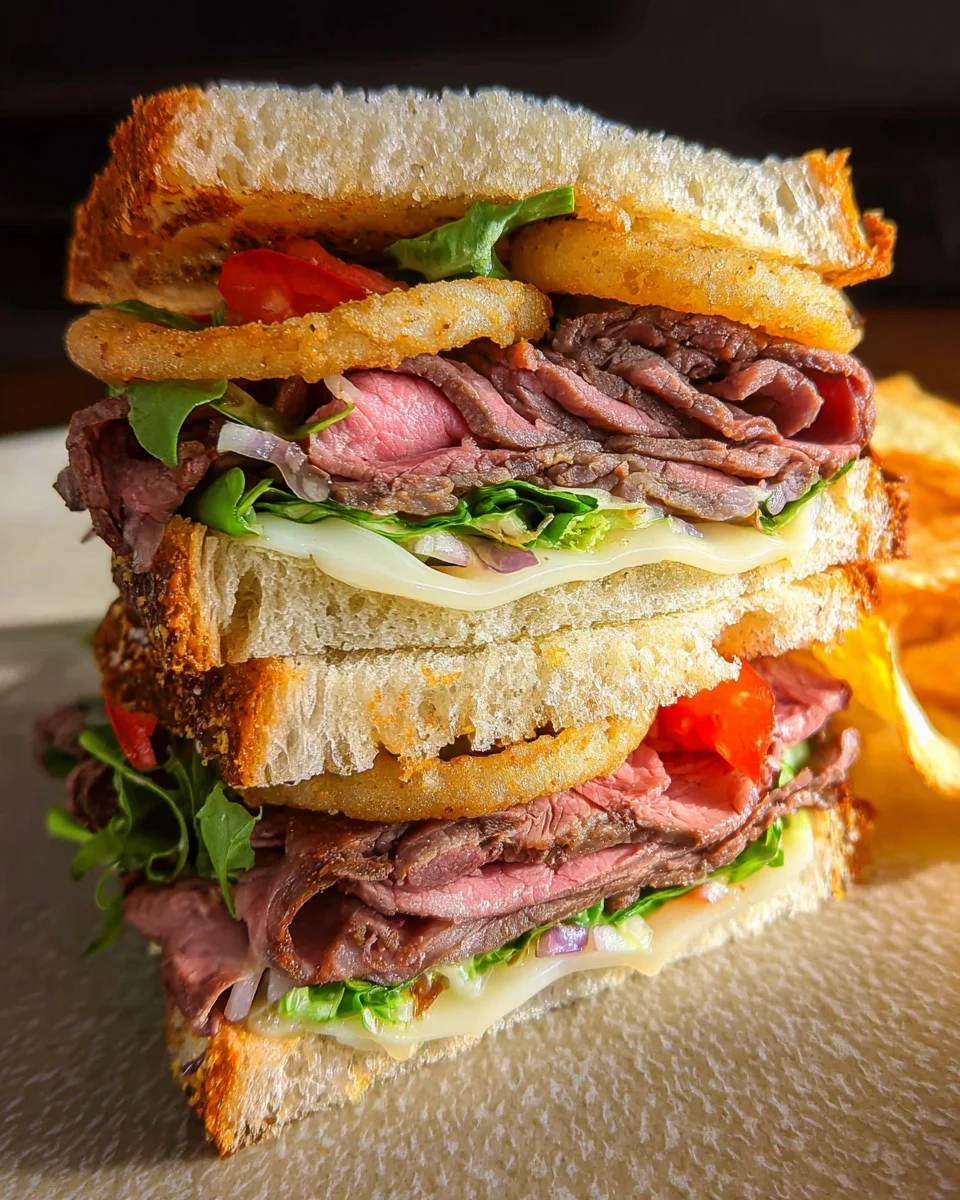 Roast Beef Sandwiches with Lettuce and Onions