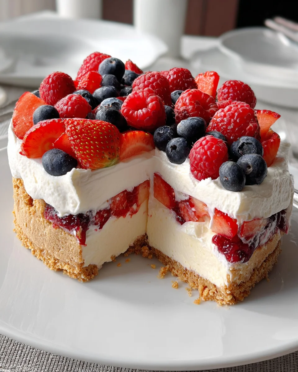 Triple Berry No-Bake Cheesecake