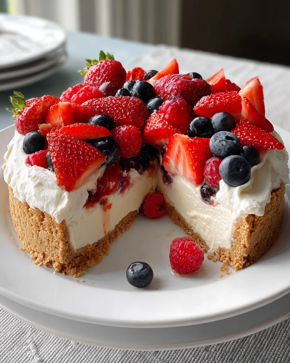 Triple Berry No-Bake Cheesecake 16 Triple