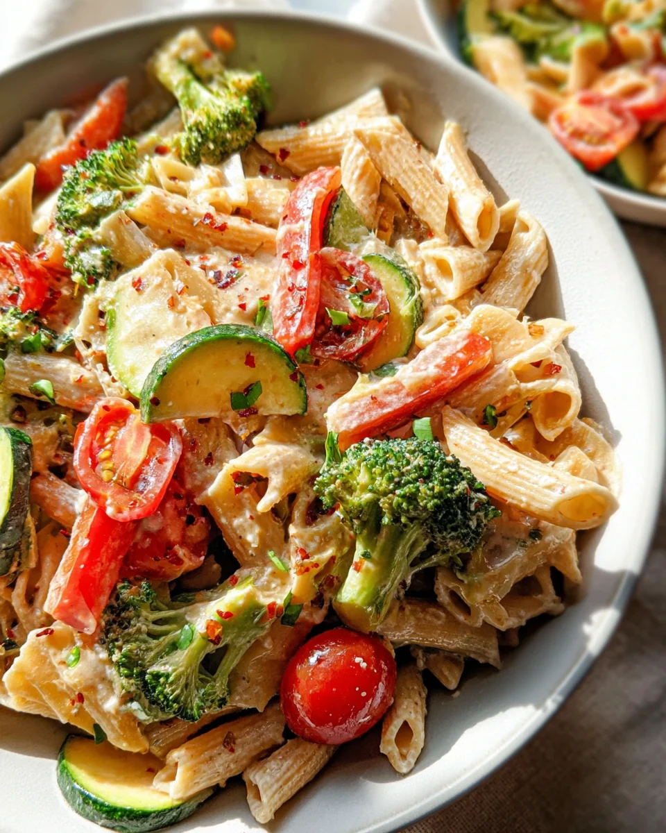 Vegan Pasta Primavera with Creamy Garlic Cashew Sauce 18 Vegan
