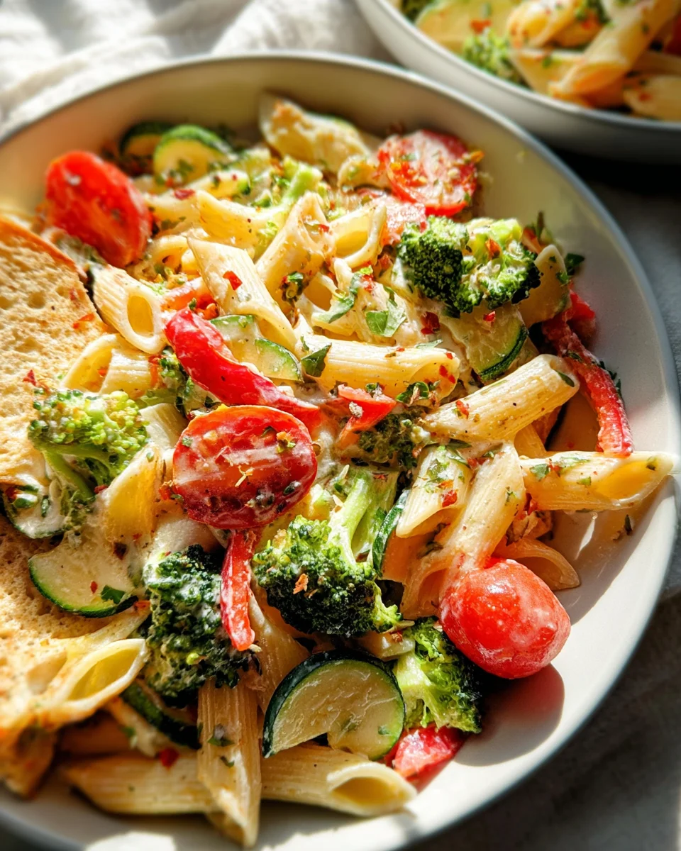 Vegan Pasta Primavera with Creamy Garlic Cashew Sauce 19 Vegan