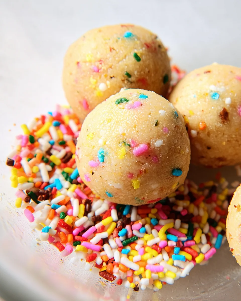 Applesauce Birthday Cake Protein Balls