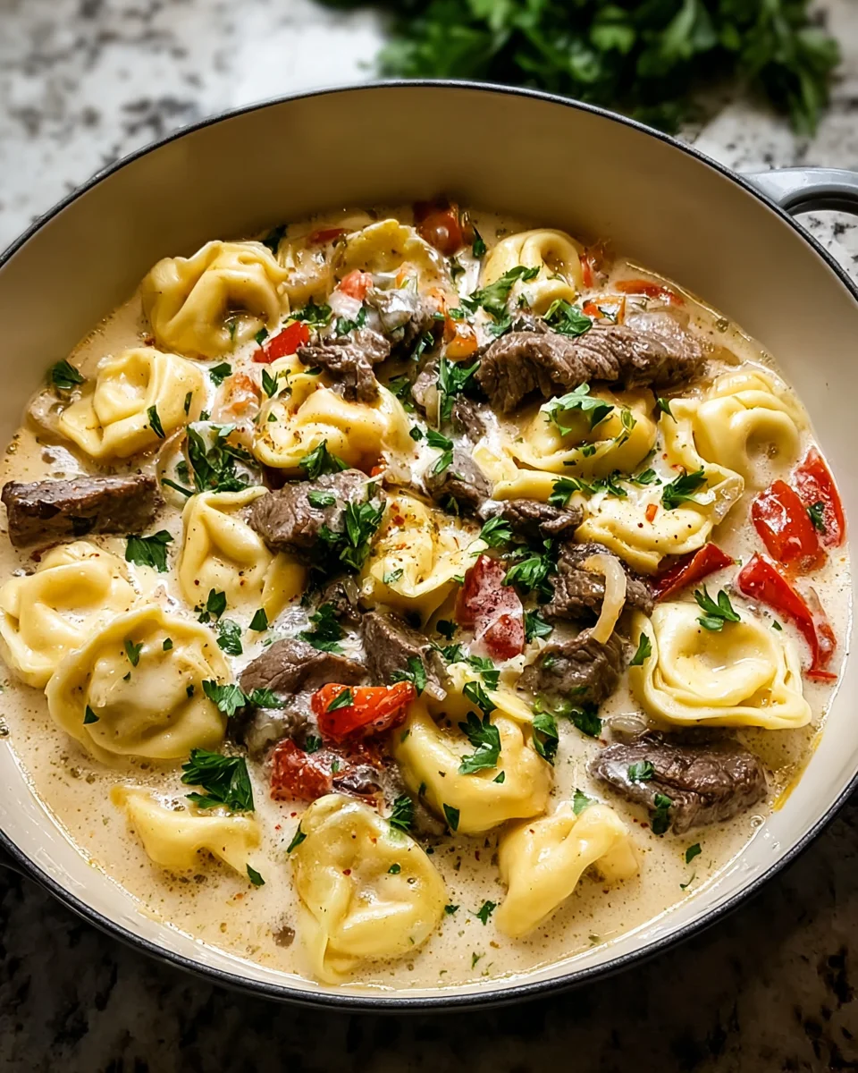 Cheesesteak Tortellini in Creamy Provolone Sauce 23 Cheesesteak