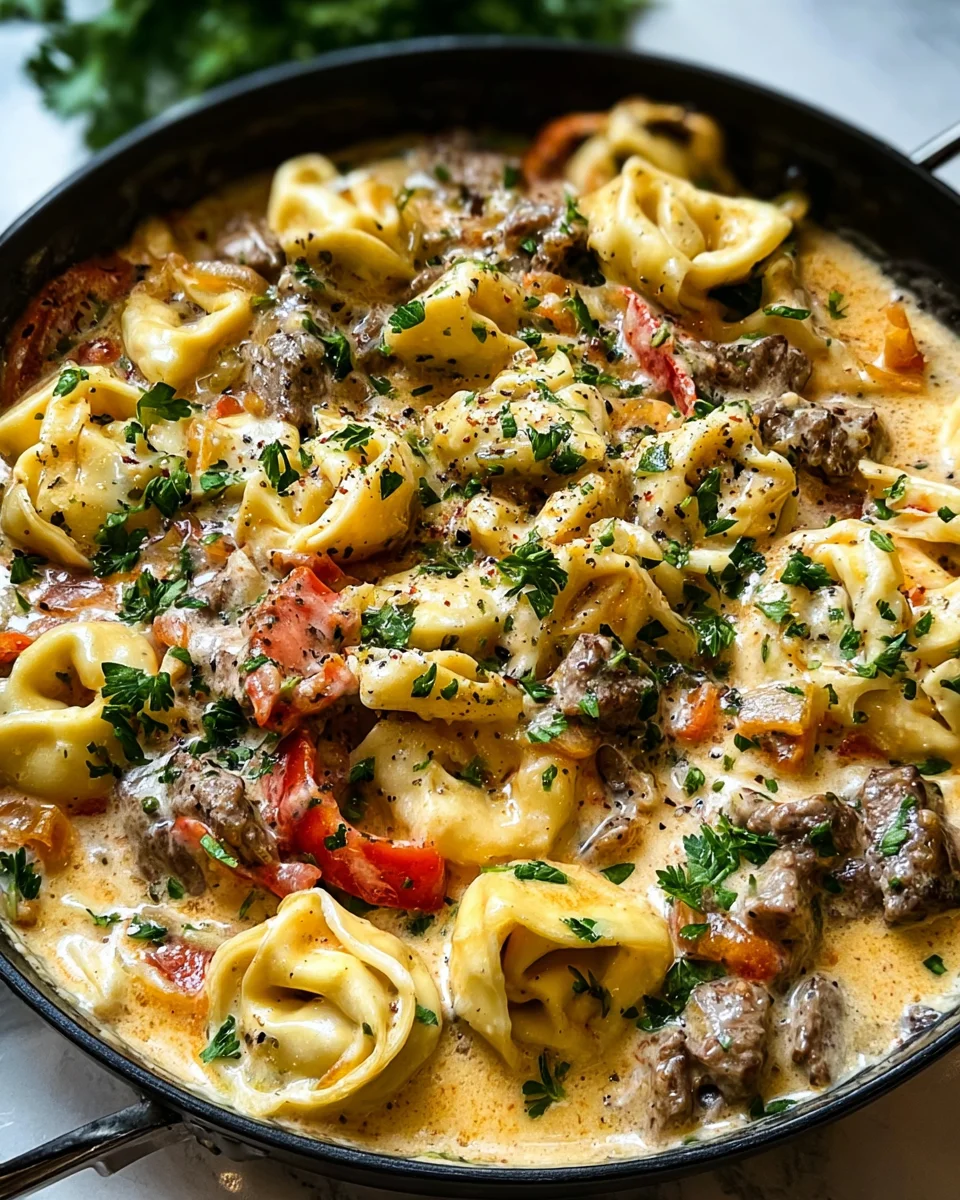 Cheesesteak Tortellini in Creamy Provolone Sauce 24 Cheesesteak