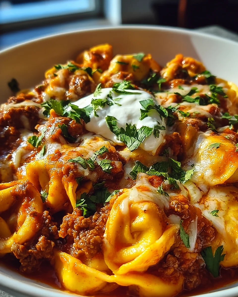 Cheesy Beef Enchilada Tortellini