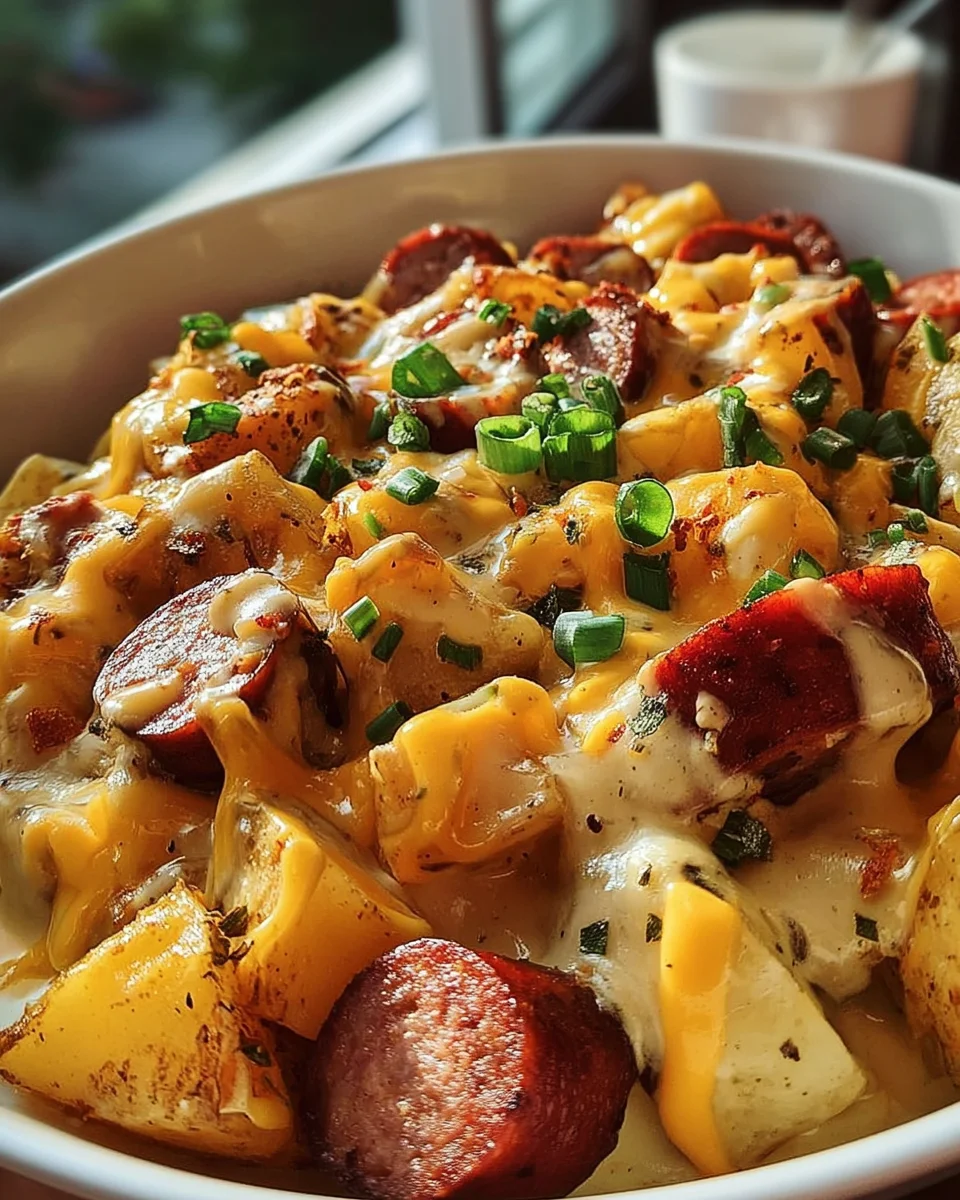 Cheesy Ranch Potatoes and Smoked Sausage