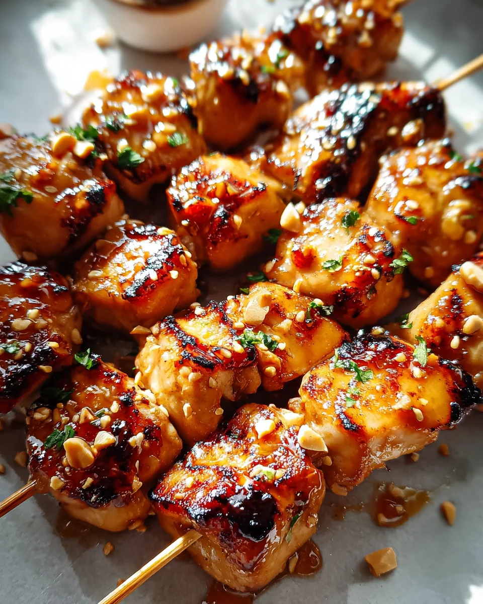 Easy Grilled Asian Chicken Skewers with Honey Garlic Sauce