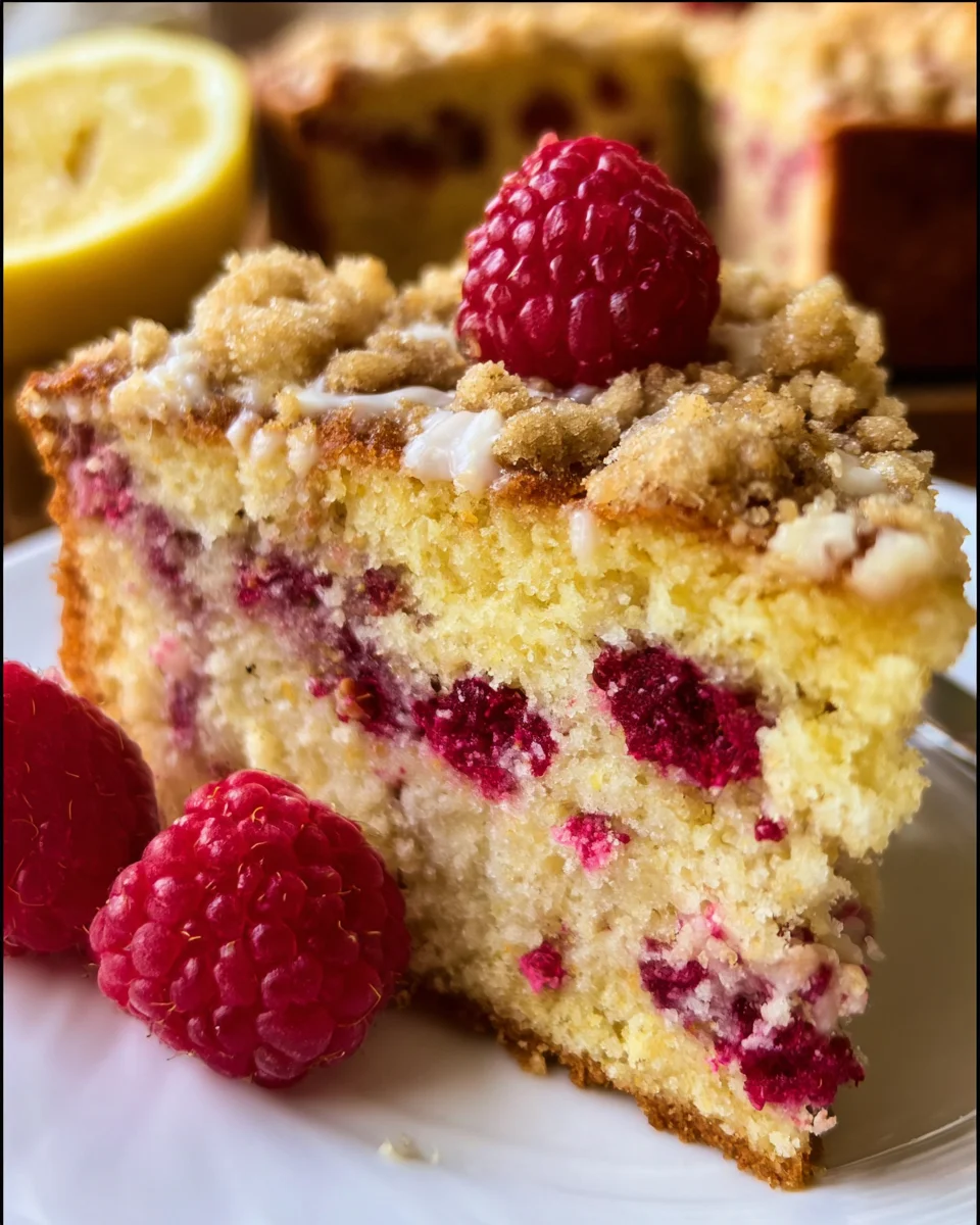 Easy Lemon Raspberry Cake with Crumb Topping