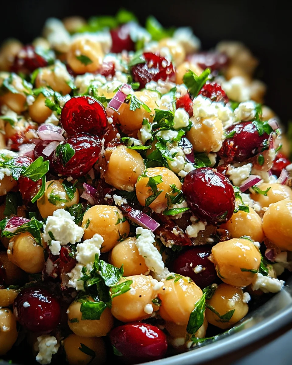 Feta & Cranberry Chickpeas with Lemon Vinaigrette