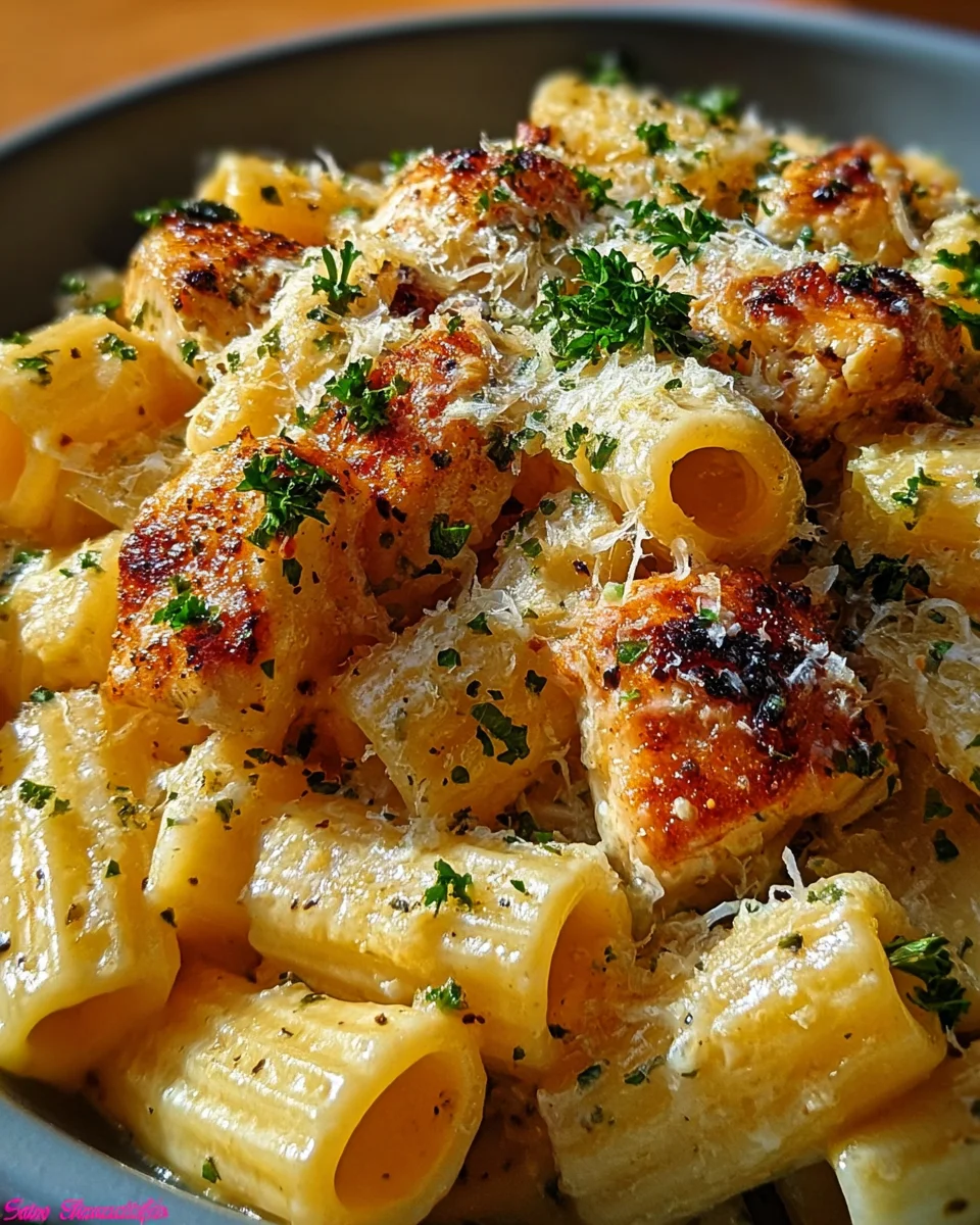 Garlic Butter Chicken with Rigatoni and Parmesan