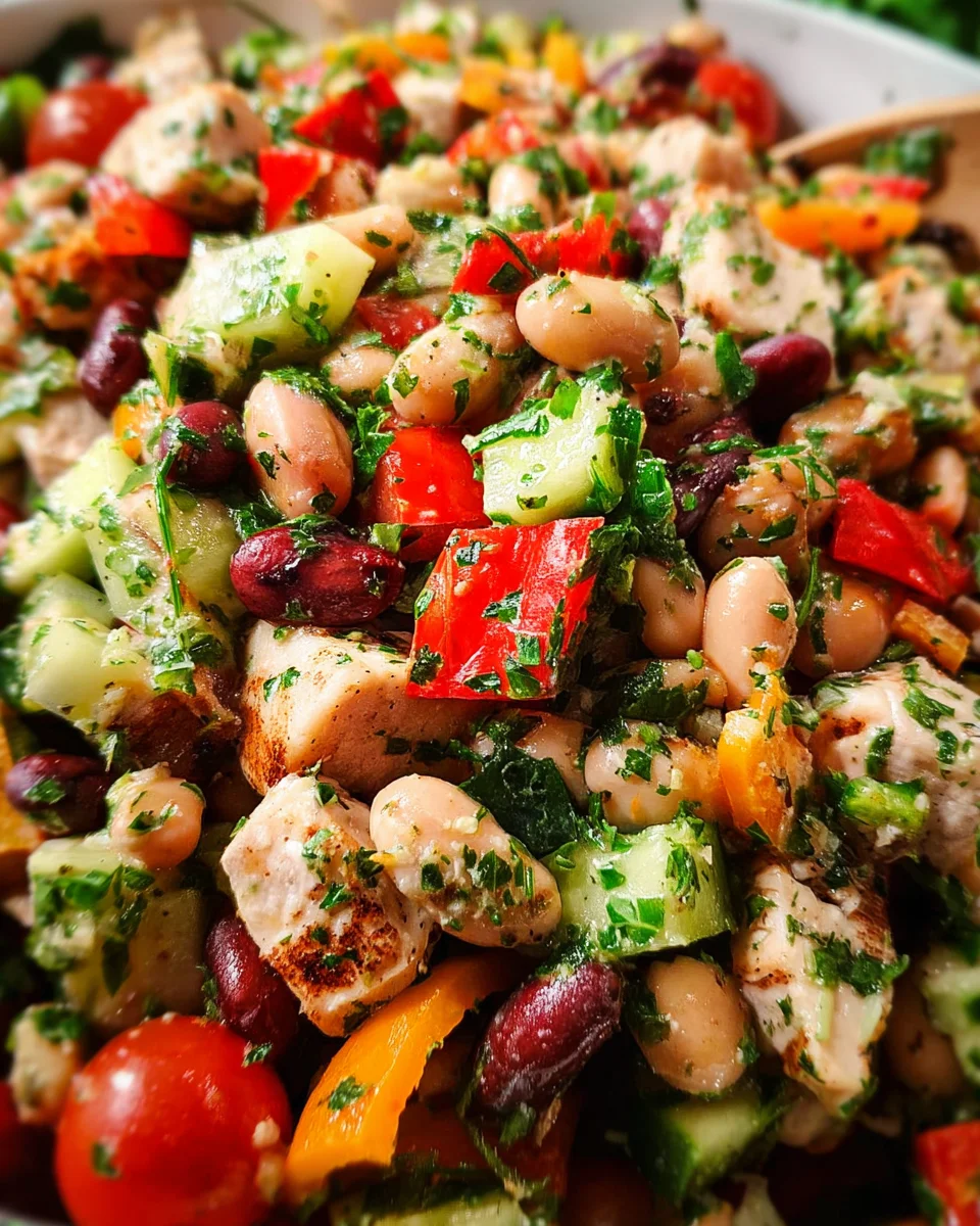 High-Protein Dense Bean Salad with Chicken