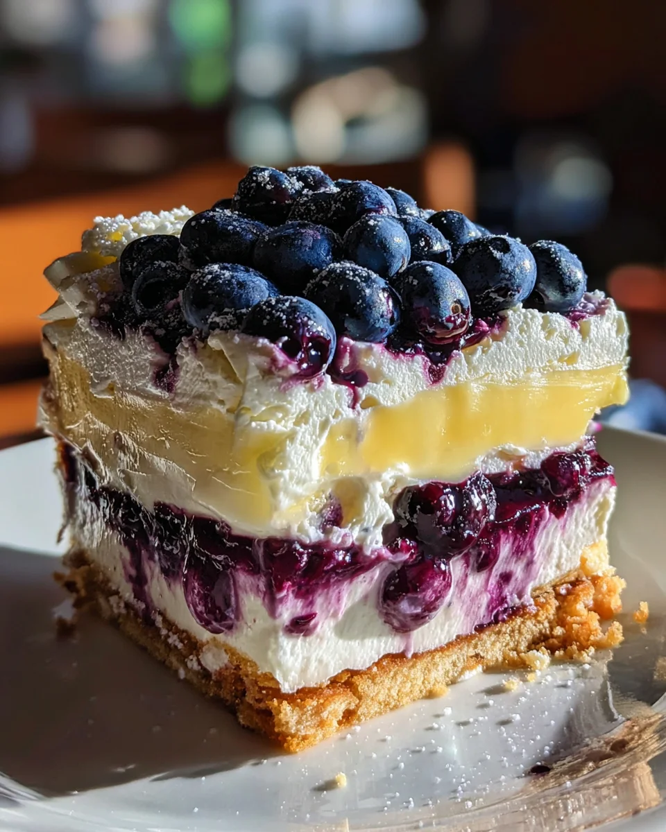 Lemon Blueberry Shortbread Mousse Cake