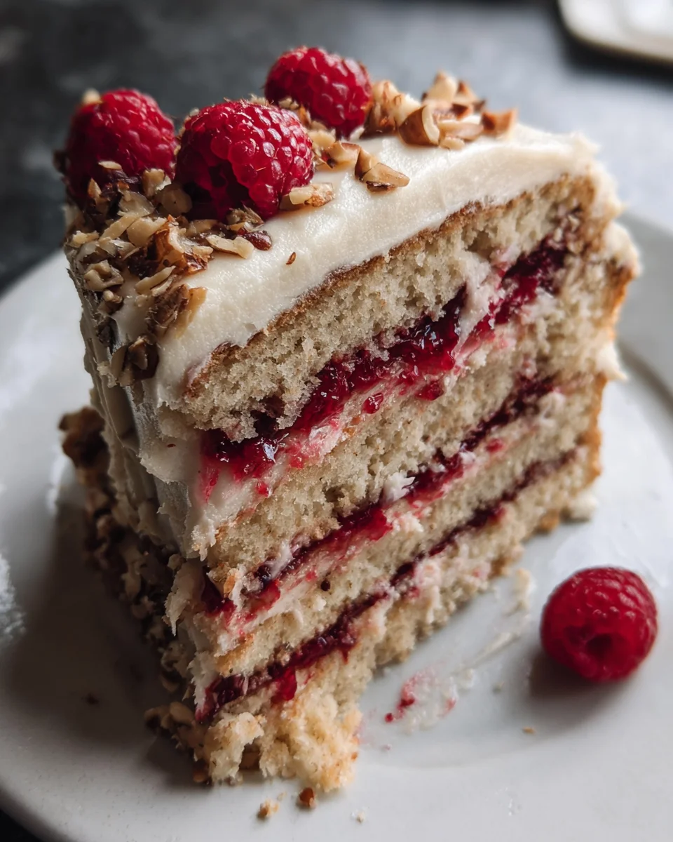One Bowl Vegan Almond Raspberry Cake with Cream Cheese Frosting