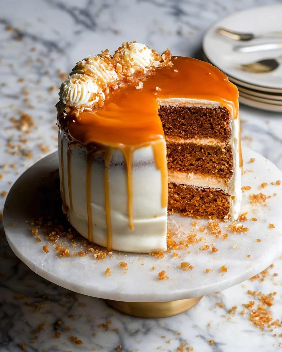 Pumpkin Cake with Cream Cheese Frosting and Salted Caramel Drizzle 34 Pumpkin