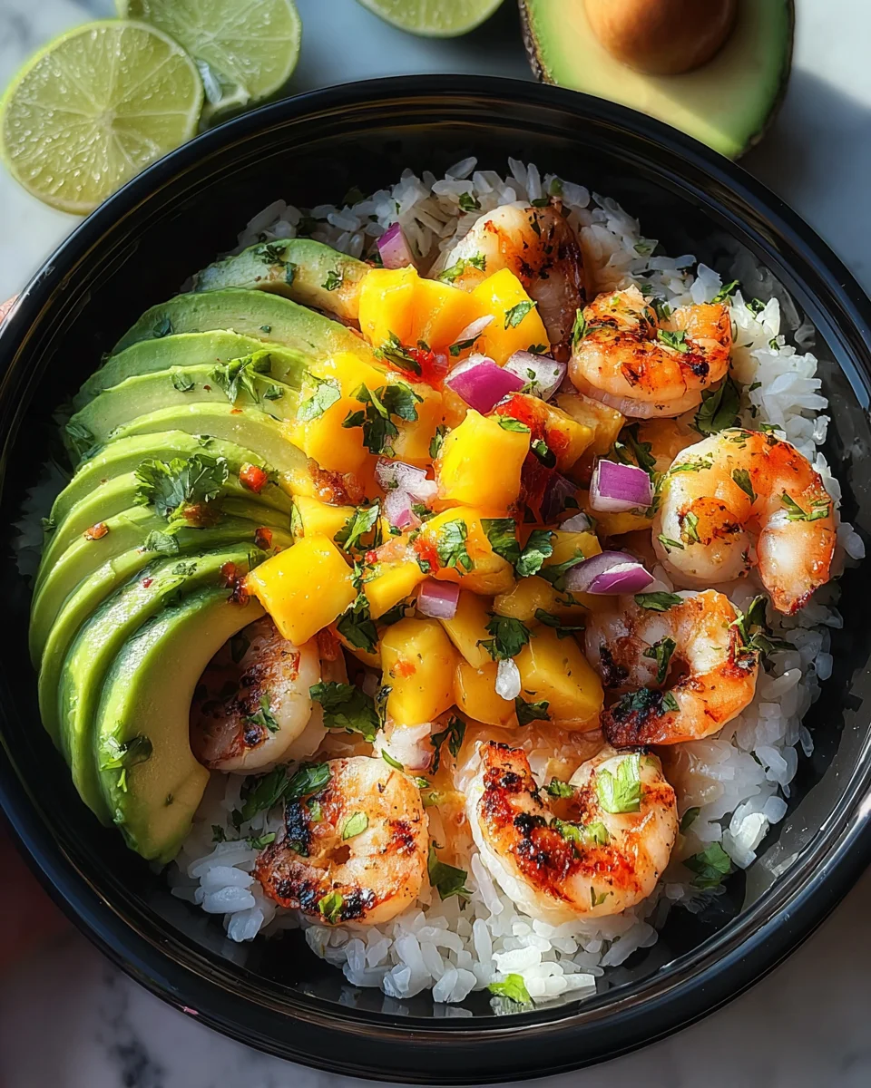 Shrimp and Avocado Bowls with Mango Salsa & Lime-Chili Sauce 17 Shrimp