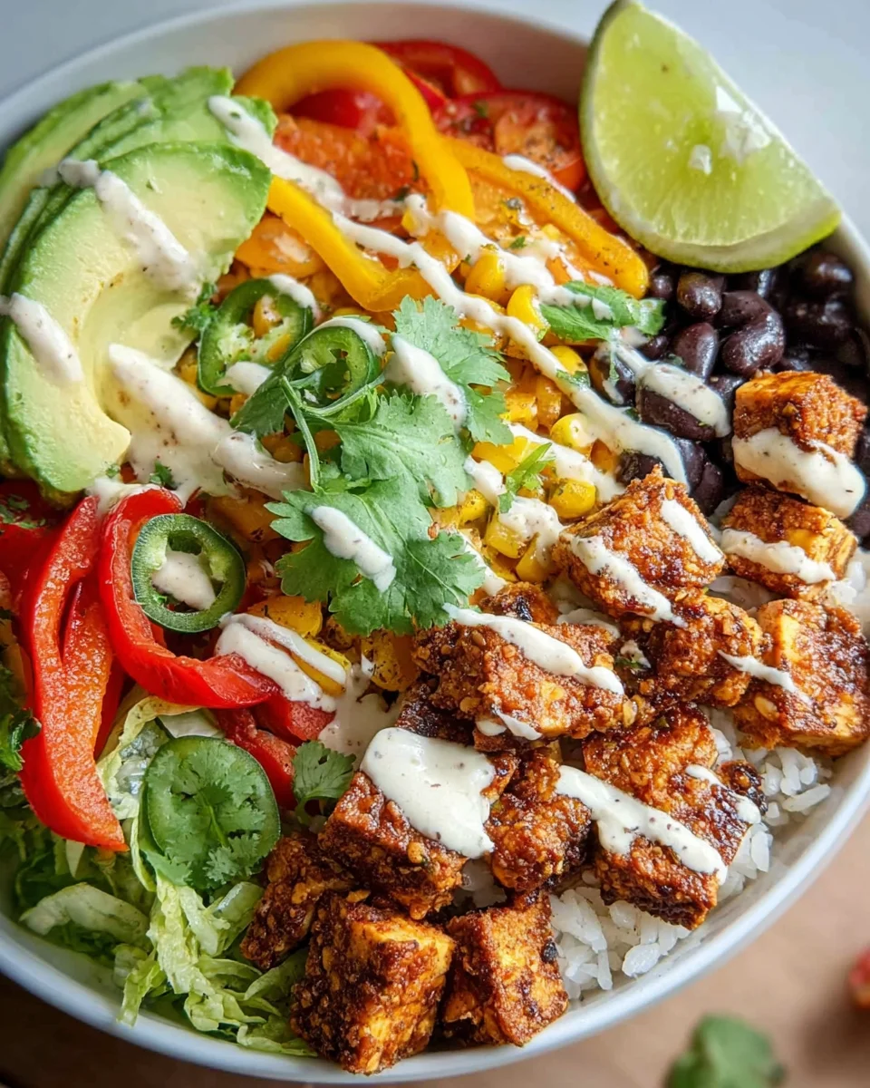 Spicy Baked Tofu Burrito Bowl