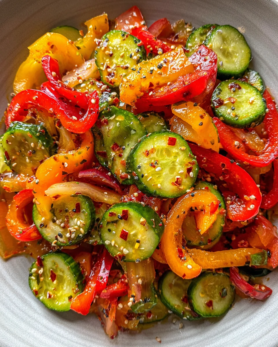 Viral TikTok Cucumber & Bell Pepper Salad