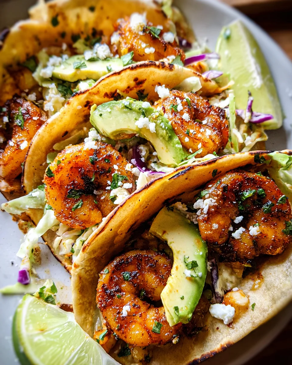 Cilantro Lime Shrimp Tacos with Creamy Slaw