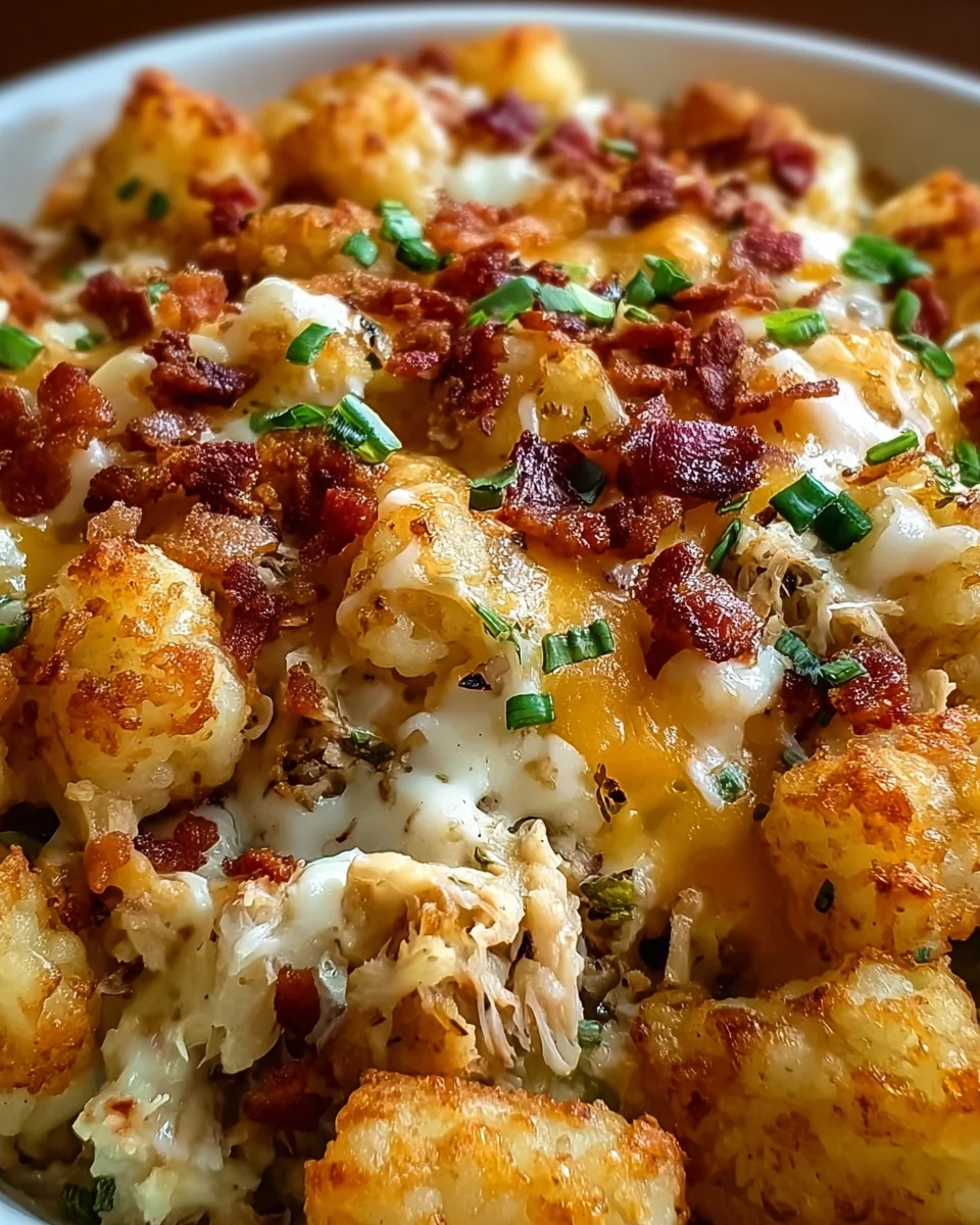 Easy Chicken Bacon Ranch Tater Tot Casserole