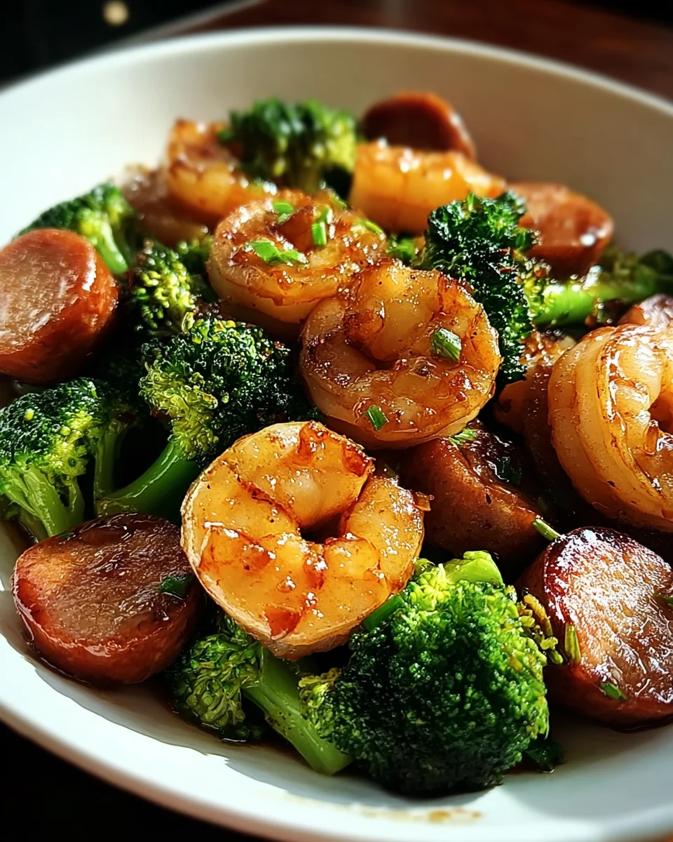 Honey Garlic Shrimp, Sausage, and Broccoli