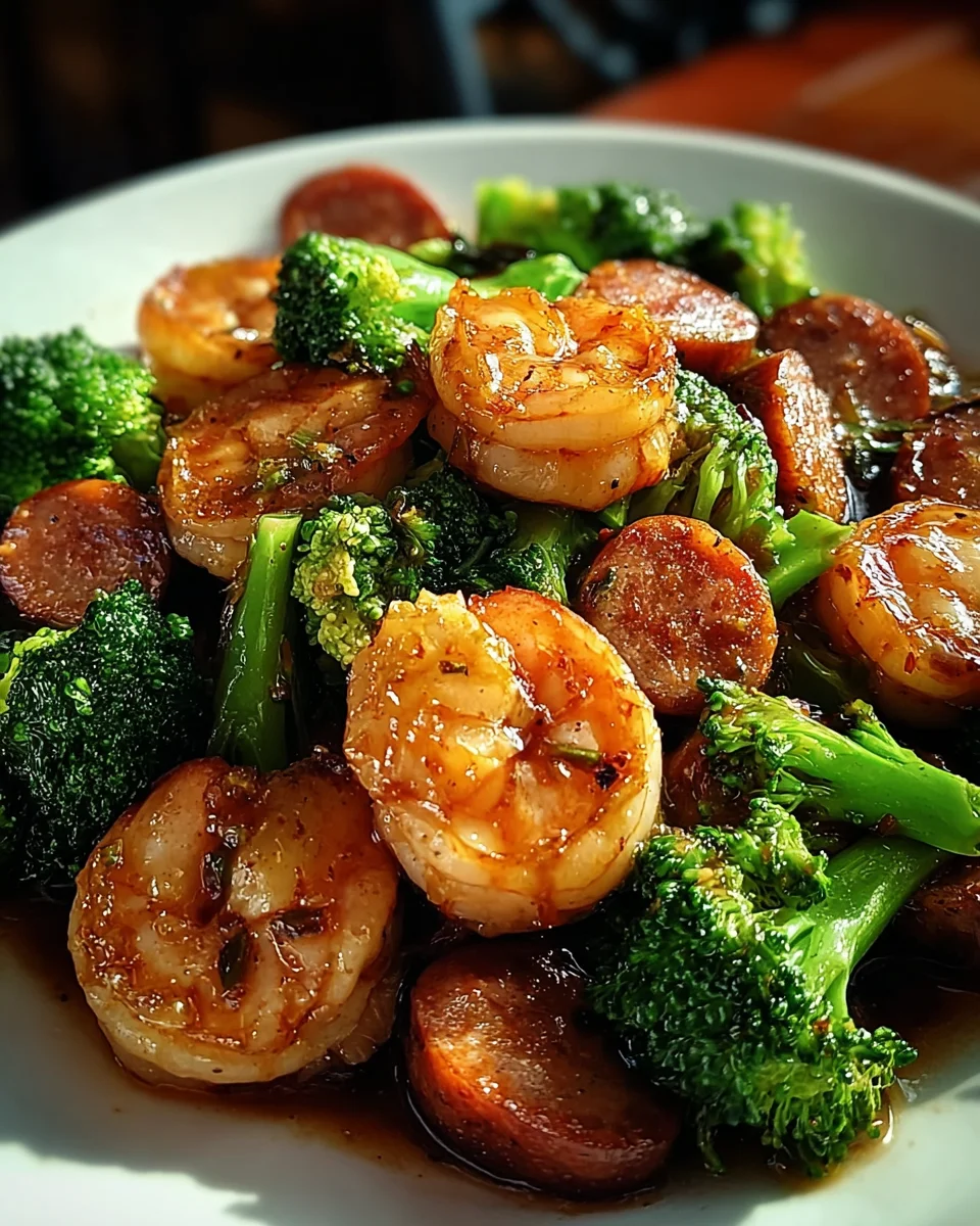Honey Garlic Shrimp, Sausage, and Broccoli 17 Honey