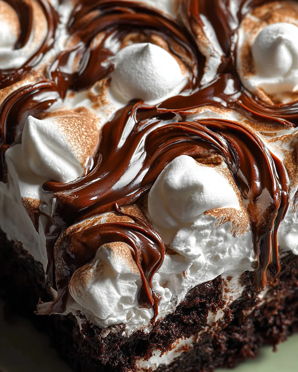 Marshmallow Chocolate Poke Cake