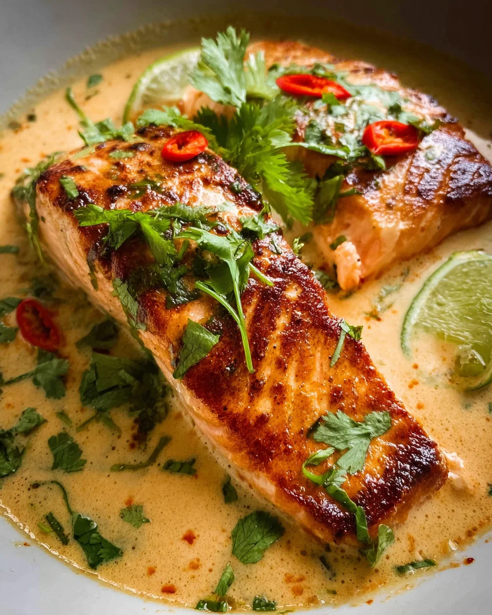 Poached Salmon in Coconut Lime Sauce