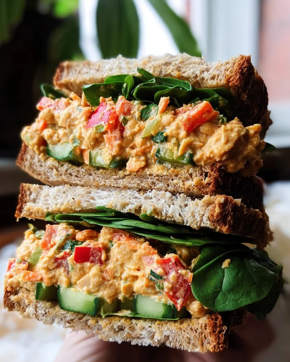 Vegan Buffalo Chickpea Salad Sandwich