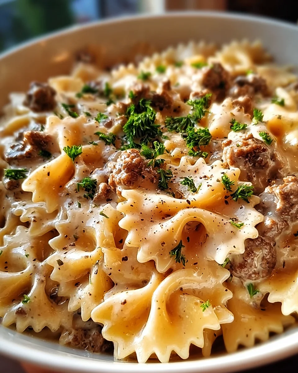 Beef and Bowtie Pasta with Alfredo Sauce 32 Beef and Bowtie Pasta with Alfredo Sauce