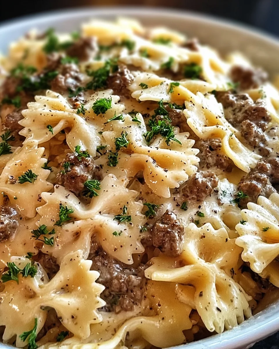 Beef and Bowtie Pasta with Alfredo Sauce 19 Beef