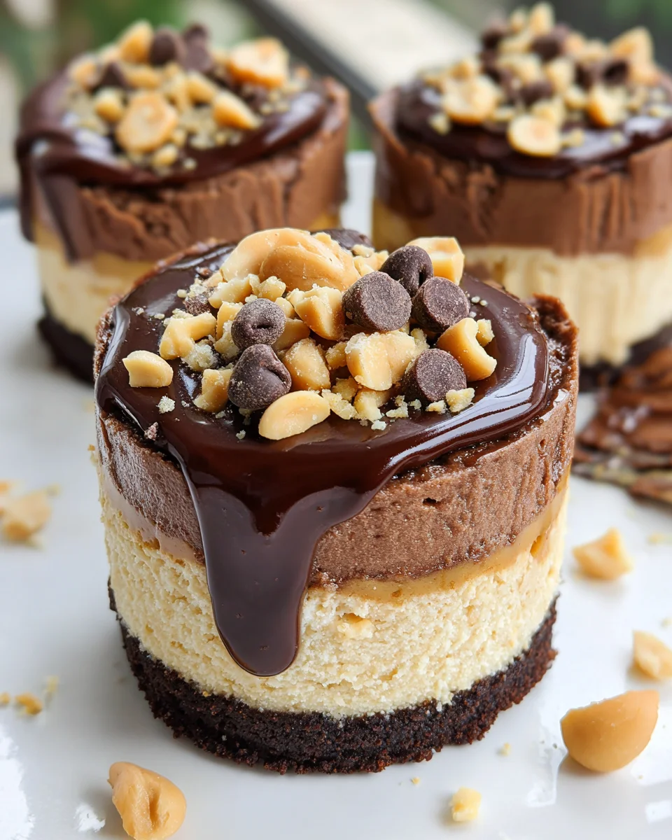 Chocolate Peanut Butter Mini Cheesecakes 24 Chocolate Peanut Butter Mini Cheesecakes