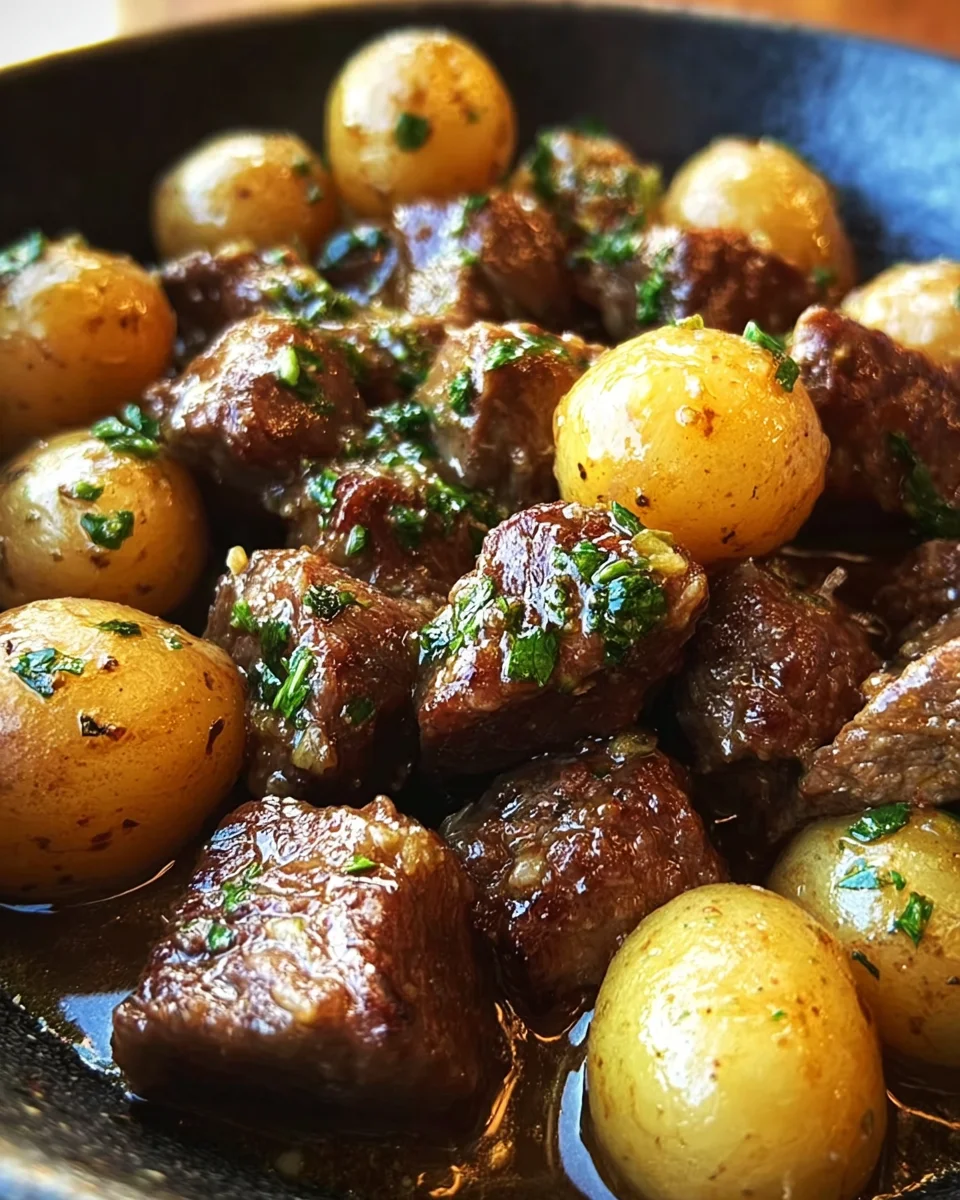 Garlic Butter Beef Bites with Potatoes