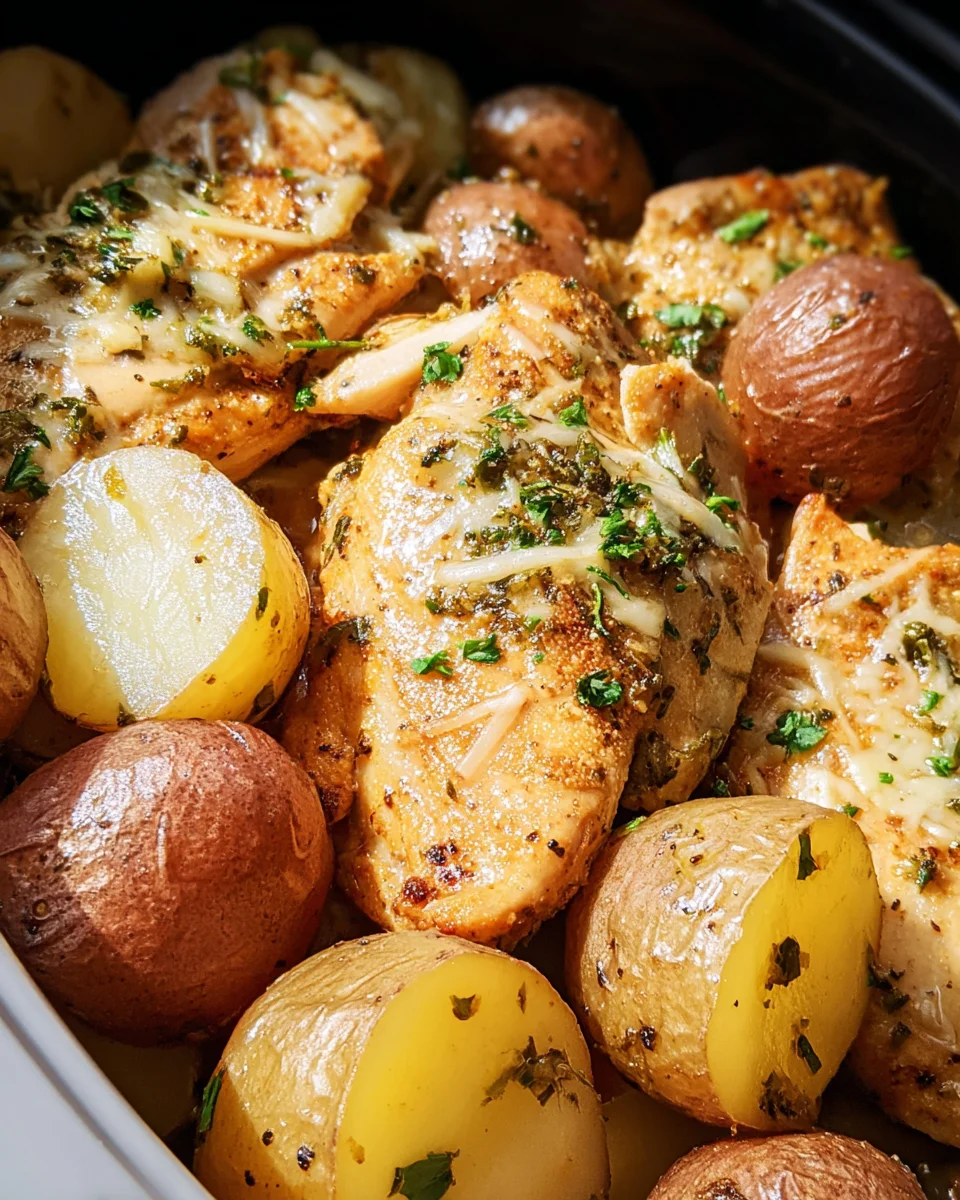 Garlic Parmesan Crockpot Chicken and Potatoes 19 Garlic