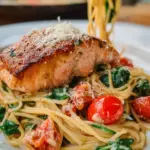 Healthy & Creamy Tuscan Salmon Pasta