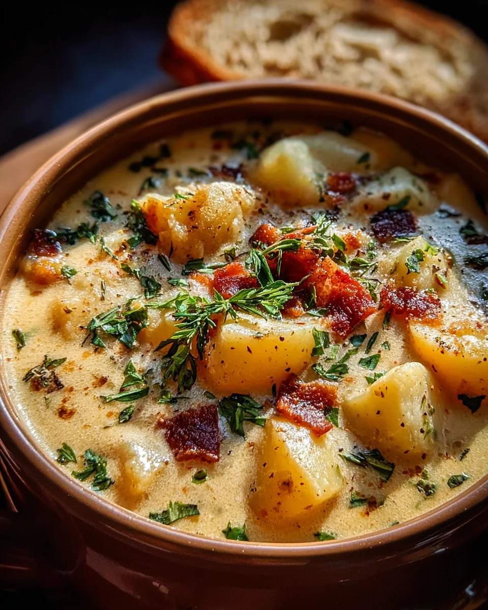 Hearty Cheddar Garlic Herb Potato Soup Recipe